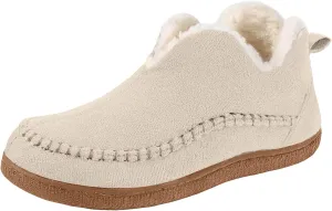 Women's Moccasin Bootie Slippers With Cozy Memory Foam Winter Warm Fuzzy Indoor Outdoor House Slippers