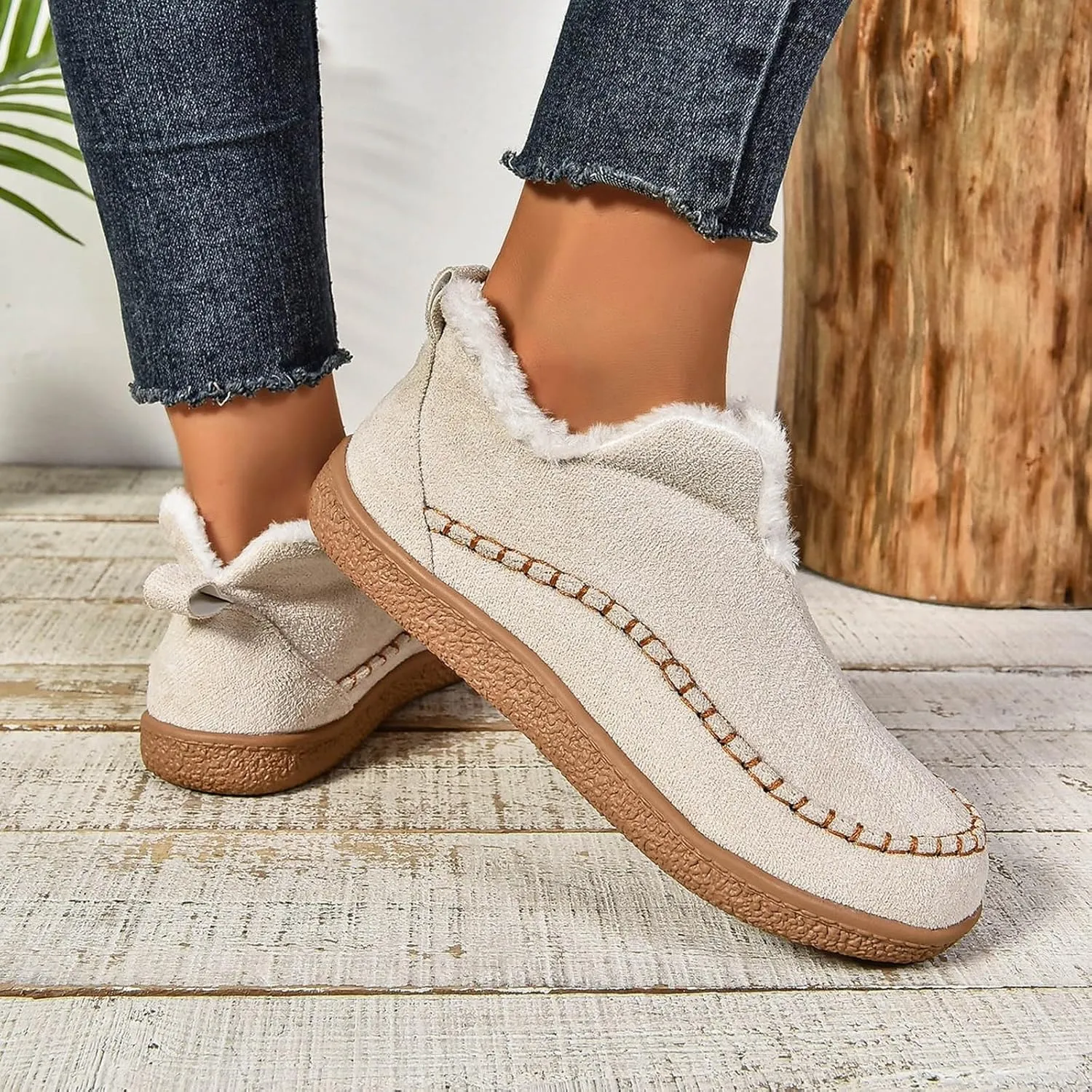 Women's Moccasin Bootie Slippers With Cozy Memory Foam Winter Warm Fuzzy Indoor Outdoor House Slippers