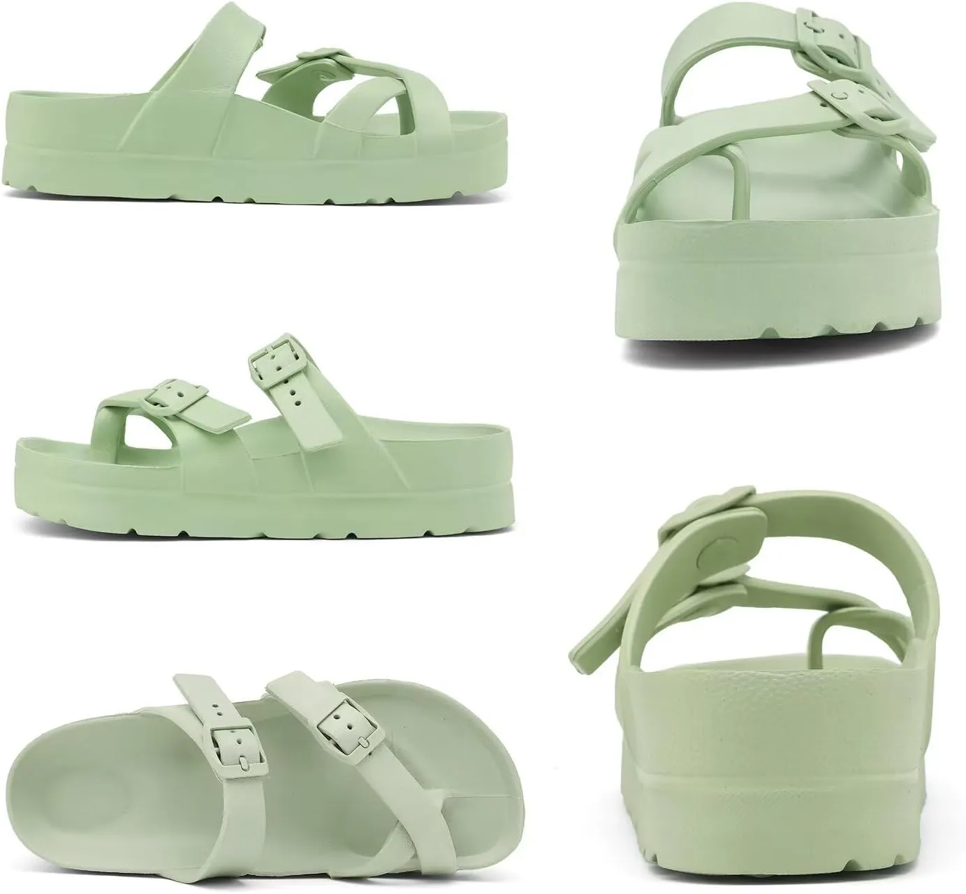 Women's Platform Flip Flops with Arch Support, Eva Lightweight Chunky Slide Sandals for Women, Fashion Comfort Summer Beach Sandal with Adjustable Buckle, Sandalias De Plataforma Para Mujer