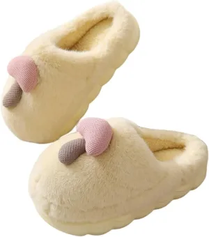 Women's slippers Cute mushroom slippers Lightweight plush slippers Warm winter home slippers Cotton indoor and outdoor shoes