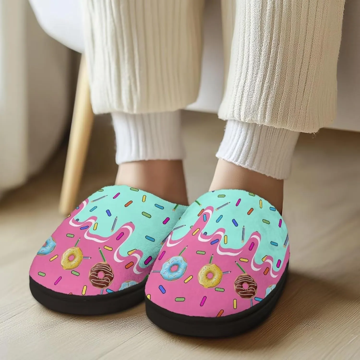 Womens Soft Plush Slippers Winter Fluffy Fuzzy Shoes Keep Warm Non Slip Household Shoes Indoor Cotton Slippers US 4-12