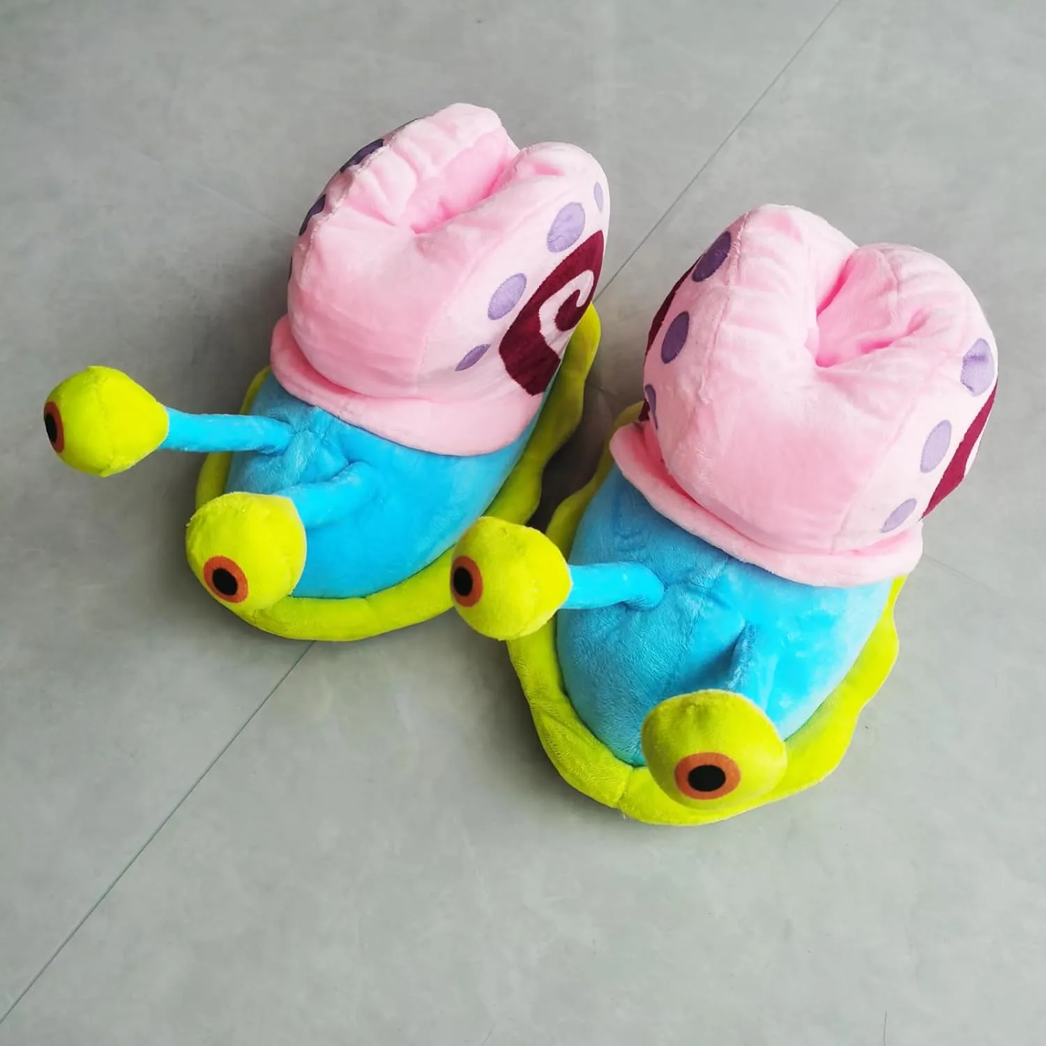 Women's Winter Whimsical Plush Cute Cartoon Snail Cotton Slippers, Snail Toe, Flat Heel, Slip-On, Adult Women's Size