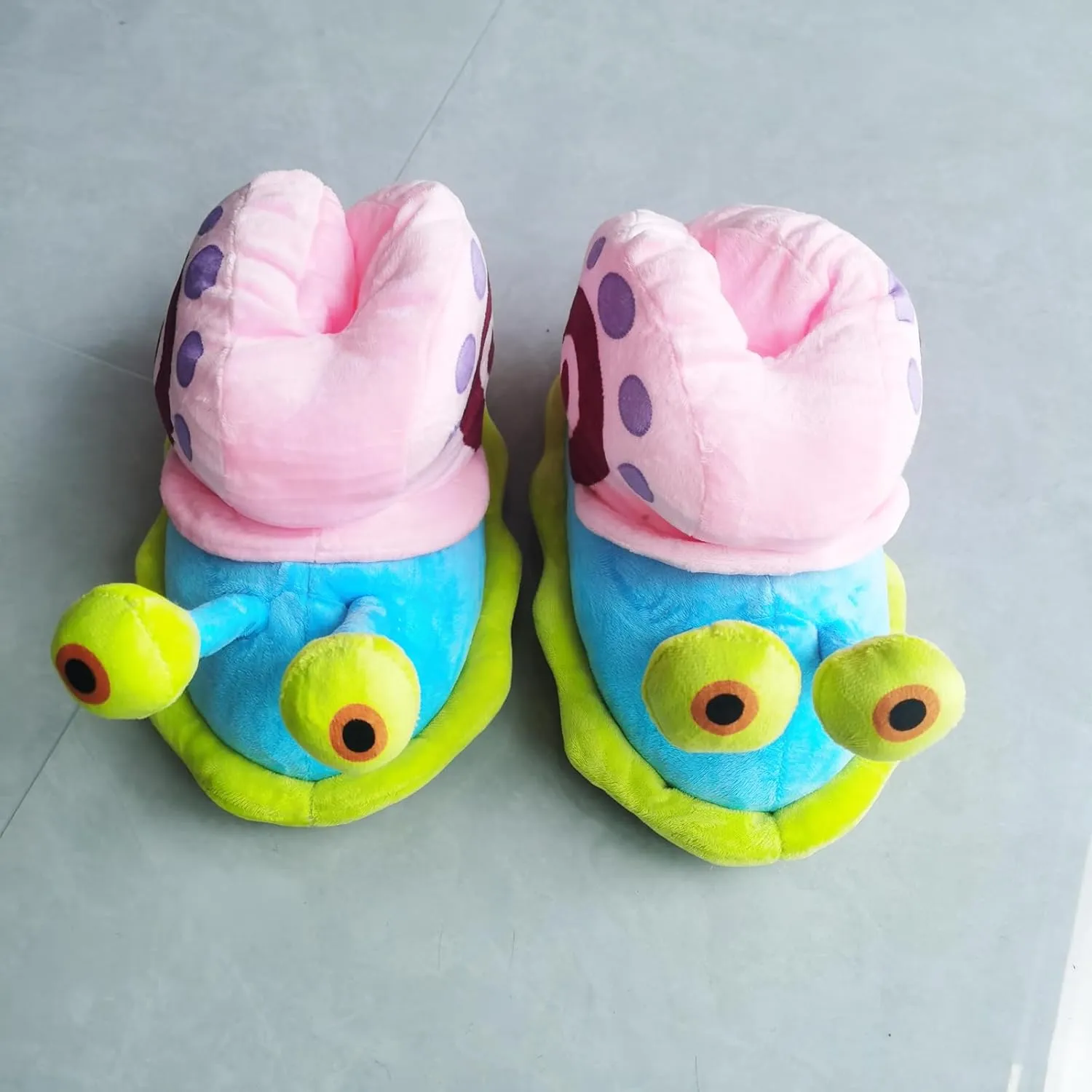 Women's Winter Whimsical Plush Cute Cartoon Snail Cotton Slippers, Snail Toe, Flat Heel, Slip-On, Adult Women's Size