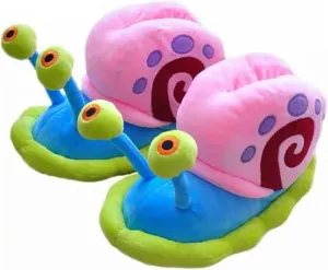 Women's Winter Whimsical Plush Cute Cartoon Snail Cotton Slippers, Snail Toe, Flat Heel, Slip-On, Adult Women's Size