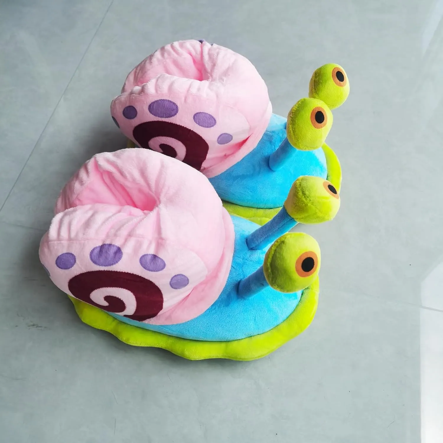 Women's Winter Whimsical Plush Cute Cartoon Snail Cotton Slippers, Snail Toe, Flat Heel, Slip-On, Adult Women's Size