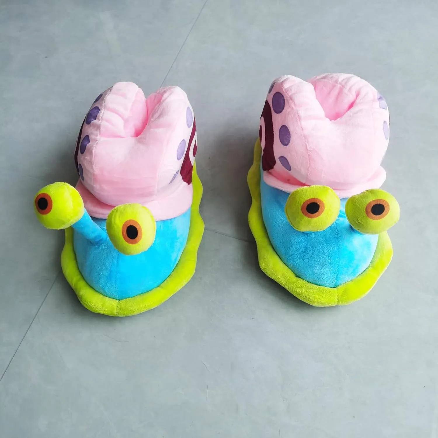 Women's Winter Whimsical Plush Cute Cartoon Snail Cotton Slippers, Snail Toe, Flat Heel, Slip-On, Adult Women's Size