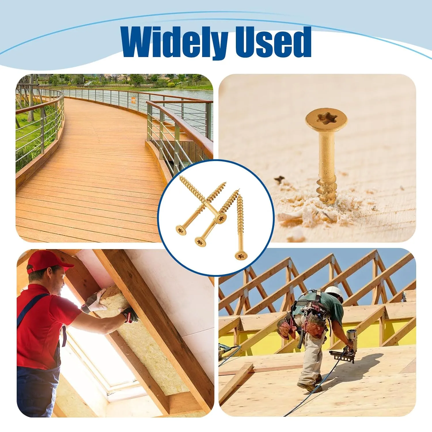 Wood Screws #9×2-1/2″, 300 Pcs, Deck Screws, Rust Resistant, Exterior Epoxy Coated, Outdoor Decking Screws, Torx/Star Drive Head Deck Screw, 2 Pcs T25 Star Bit Included, Tan