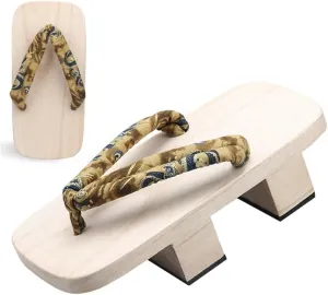 Wooden Clogs for Women Men, Two-Tooth Flip Flop Slippers Men's Japanese Sandals Traditional Clogs Geta Mens House Slippers High-Heel Halloween Costumes Shoes