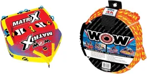 Wow Sports Matrix Towable Inflatable Deck Tube - Boating Accessory for 1 2 3 or 4 People - Holds 680 lbs - Perfect for Kids & Adults