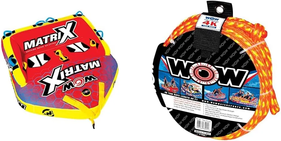 Wow Sports Matrix Towable Inflatable Deck Tube - Boating Accessory for 1 2 3 or 4 People - Holds 680 lbs - Perfect for Kids & Adults