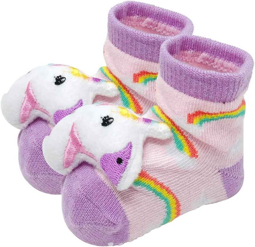 Wrapables® Cute 3D Cartoon Anti-Skid Baby Booties Sock Slipper Shoes (Set of 6)