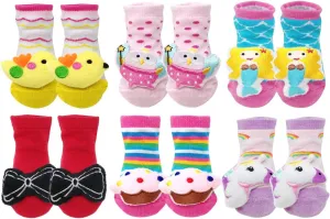 Wrapables® Cute 3D Cartoon Anti-Skid Baby Booties Sock Slipper Shoes (Set of 6)