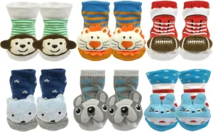 Wrapables® Cute 3D Cartoon Anti-Skid Baby Booties Sock Slipper Shoes (Set of 6)