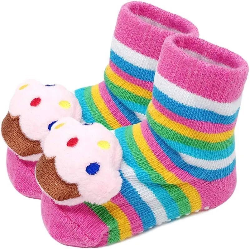 Wrapables® Cute 3D Cartoon Anti-Skid Baby Booties Sock Slipper Shoes (Set of 6)