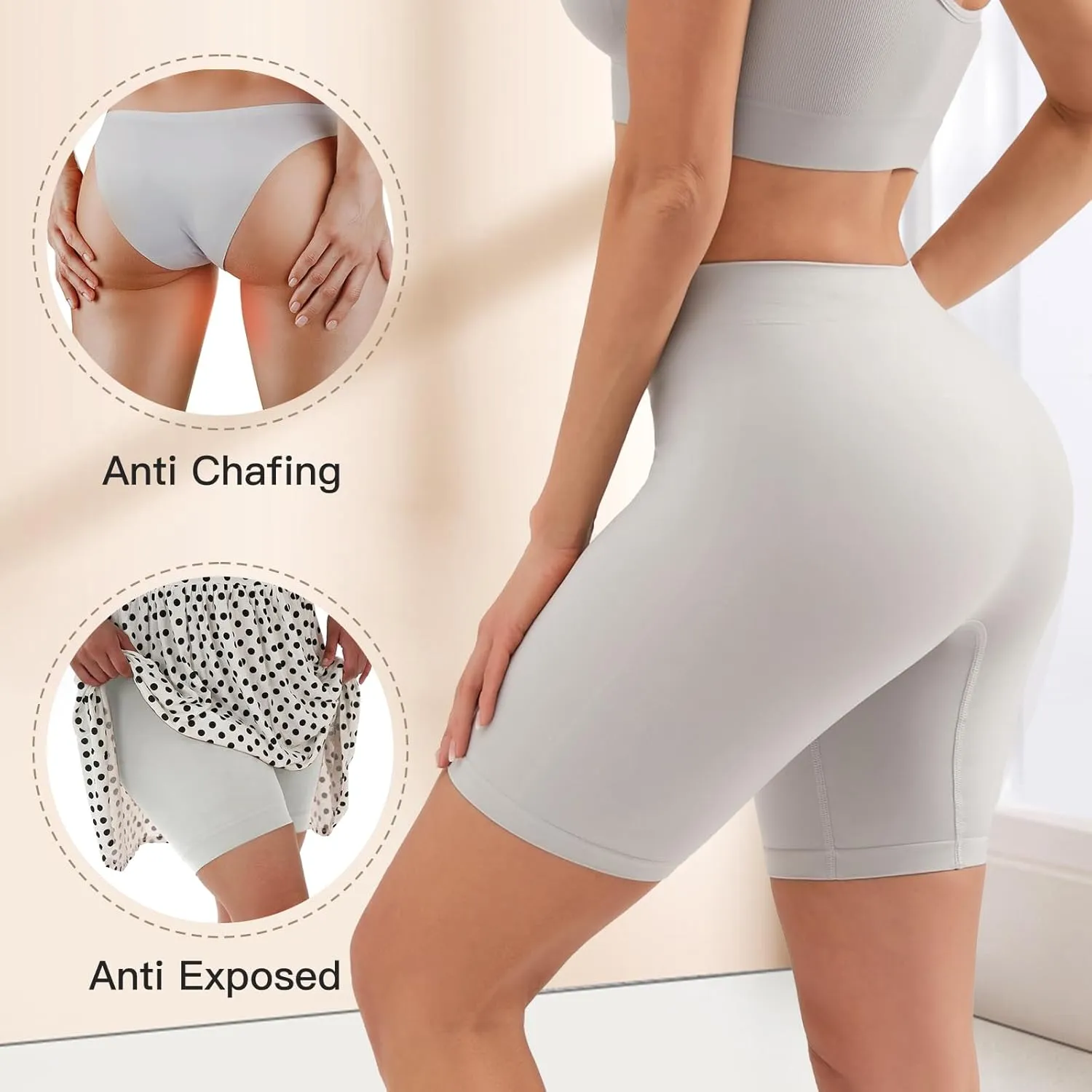 YADIFEN 3 Pack Slip Shorts for Under Dresses Seamless Anti Chafing Underwear Shaping Boyshort Smooth Panties for Women