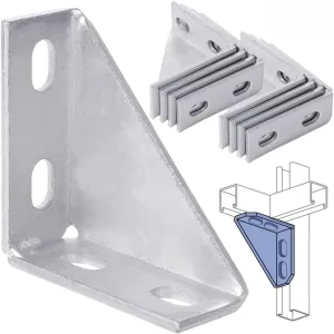 yeesport 90 Degree Gusseted Fittings, Carbon Steel Q235 4 Hole Right Angle Connector Brackets for 1-5/8" Channel, 4" x 4" x 1-1/2" Gusset Corner Brace Fasteners for Unistrut Connection (12)