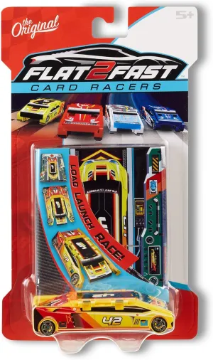 Yellow 42 Card Racer | Load, Launch, Race - Pocket-Sized Racecar Toy Ages 5 and up (Sold Each)