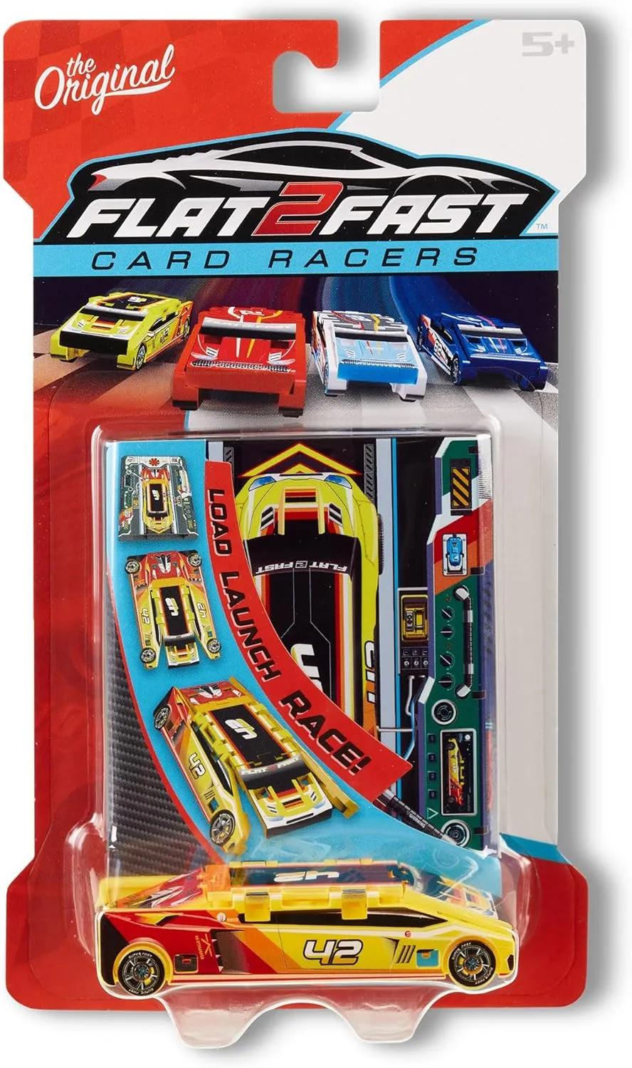 Yellow 42 Card Racer | Load, Launch, Race - Pocket-Sized Racecar Toy Ages 5 and up (Sold Each)