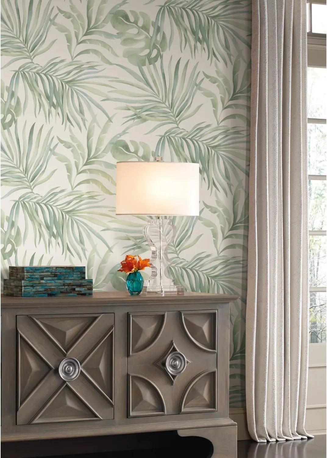 York Wallcoverings Candice Olson PSW1413RL Aloe Paradise Palm Premium Peel and Stick Wallpaper