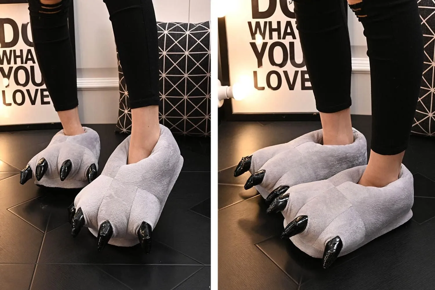 YUNZLAN Unisex Animal Paw Slipper for Men, Women, Boys, Girls, Winter Plush Home Slippers with Non-Slip Sole, Cosplay