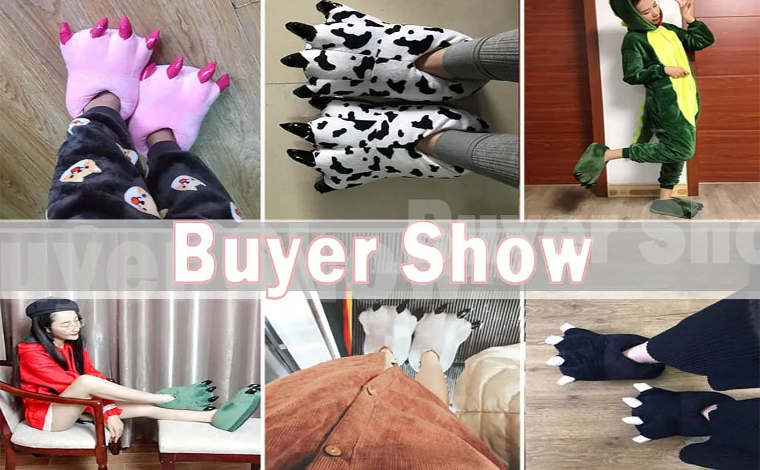 YUNZLAN Unisex Animal Paw Slipper for Men, Women, Boys, Girls, Winter Plush Home Slippers with Non-Slip Sole, Cosplay