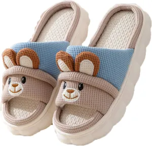 Zureto Cute Rabbit Lace Slippers, Bear Animal Linen Slippers, Summer Couple Home Shoes Indoor and Outdoor