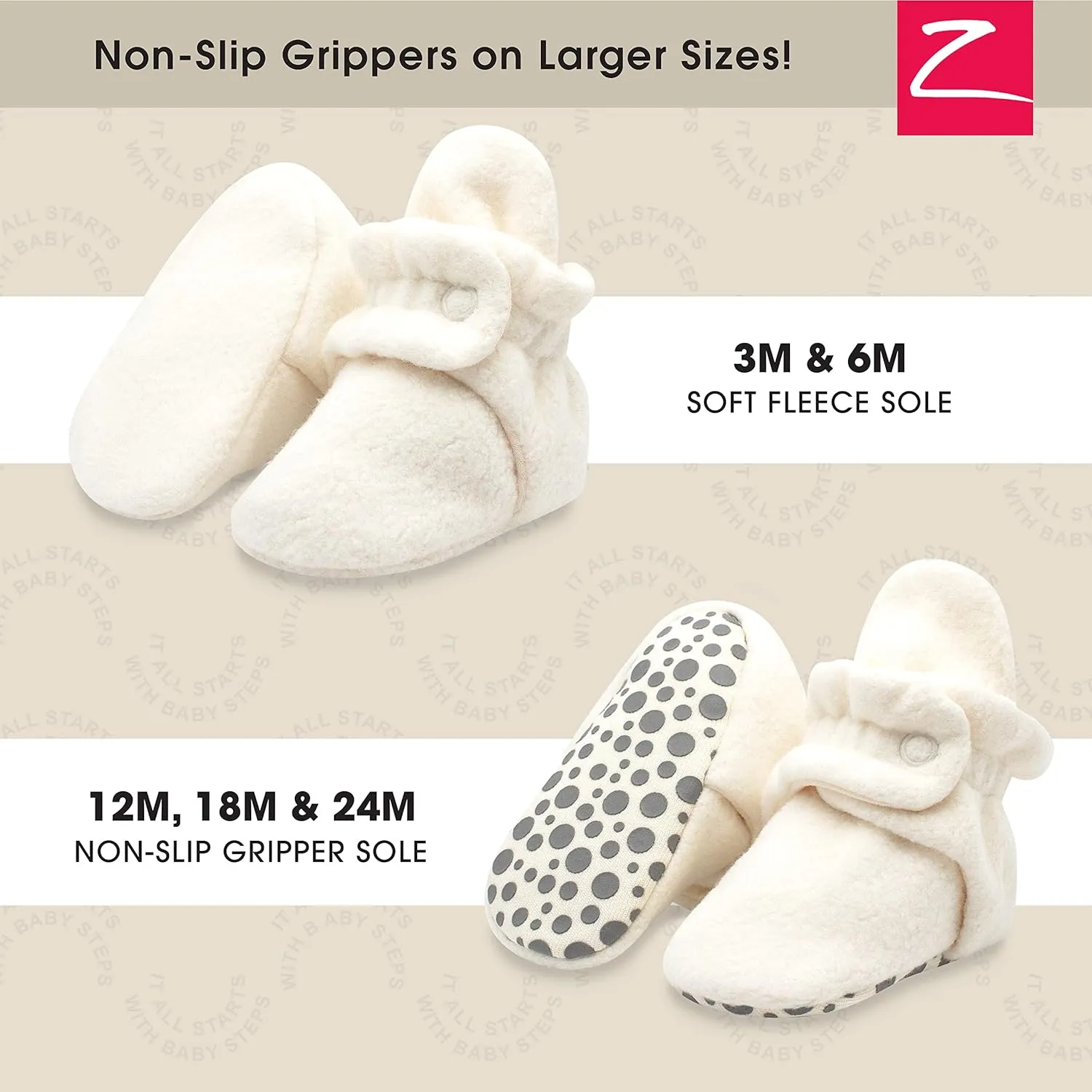 Zutano Unisex Fleece Baby Booties, Two Snap Closure, Newborn to 24 Months