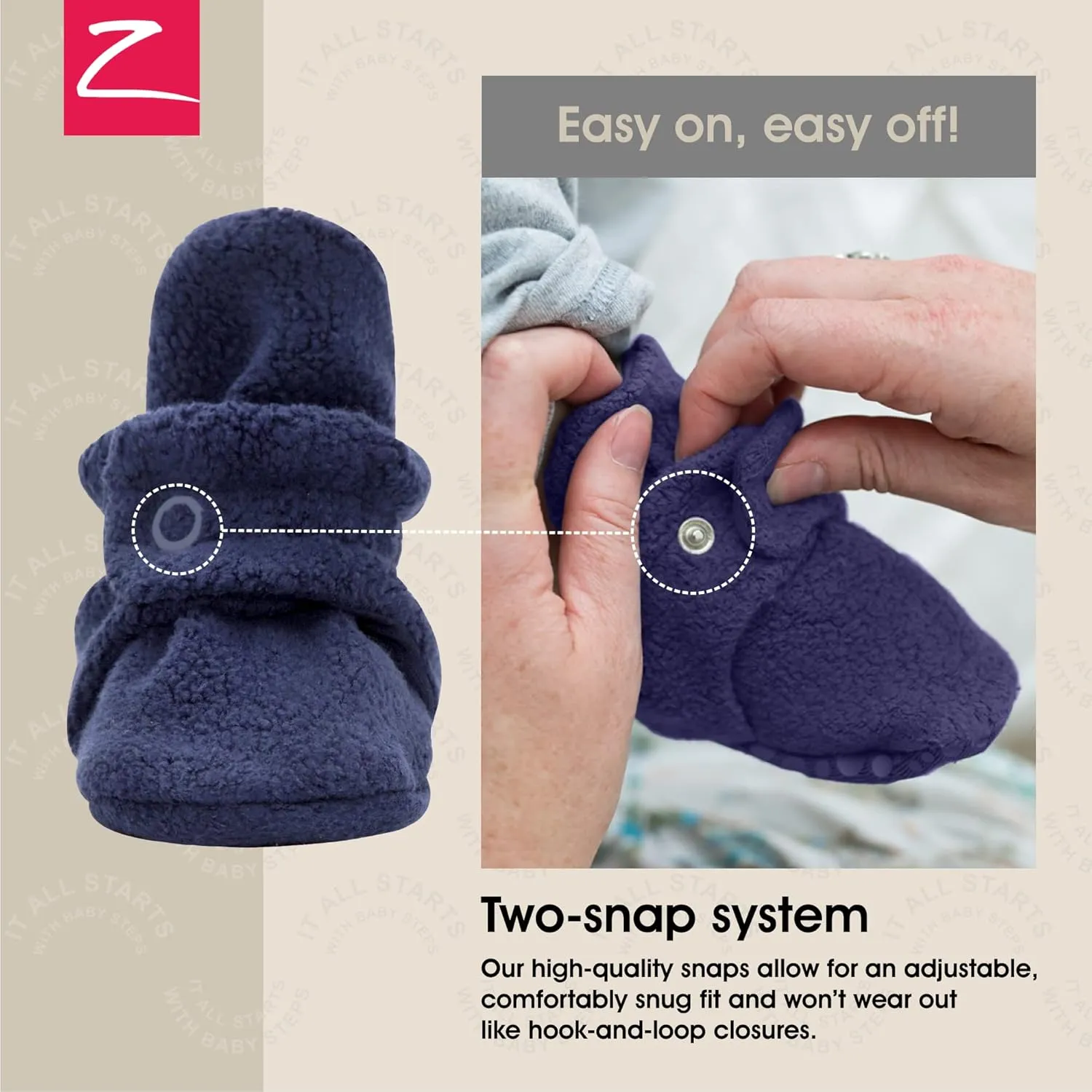 Zutano Unisex Fleece Baby Booties with Organic Cotton Lining, Newborn Essentials