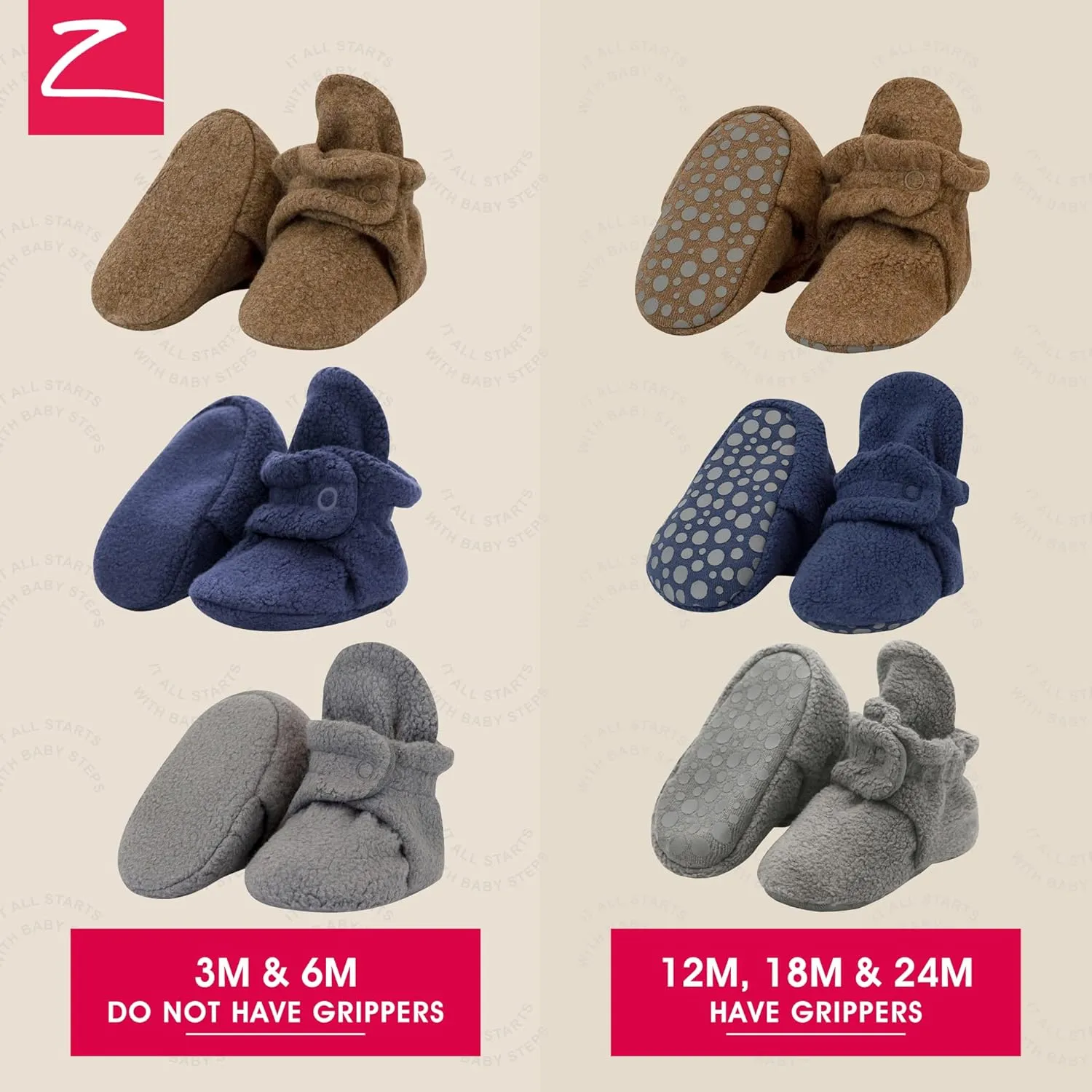 Zutano Unisex Fleece Baby Booties with Organic Cotton Lining, Newborn Essentials